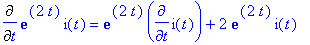 Diff(exp(2*t)*i(t),t) = exp(2*t)*diff(i(t),t)+2*exp...